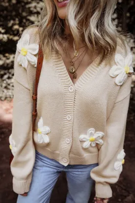 🌼 Chunky Flower Dropped Shoulder Long Sleeve Cardigan 🌼