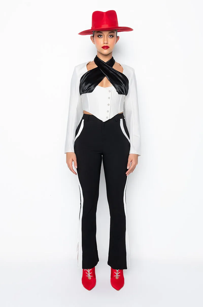 ACABELLA HALTER NECK TOP WHITE BLACK