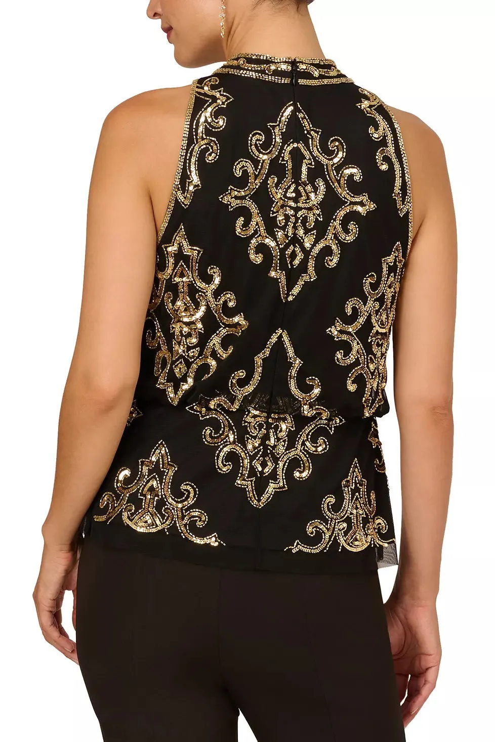 Adrianna Papell Sequin Halter-Neck Blouse