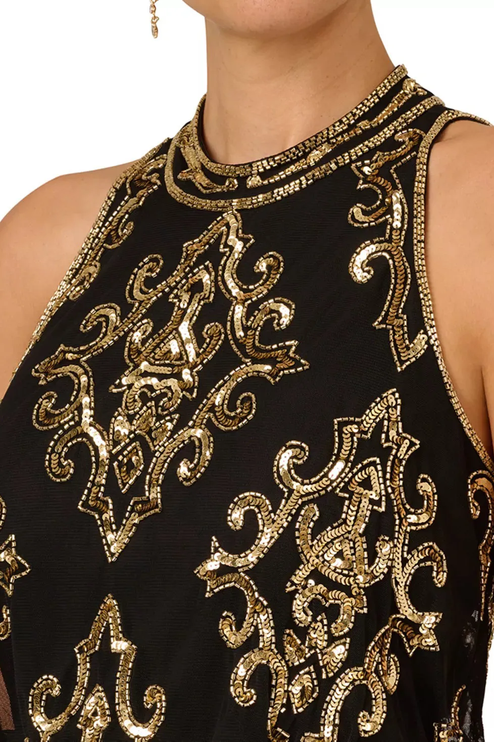 Adrianna Papell Sequin Halter-Neck Blouse