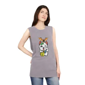 Aesthetic Lucky Cat Unisex Stonewash Tank Top
