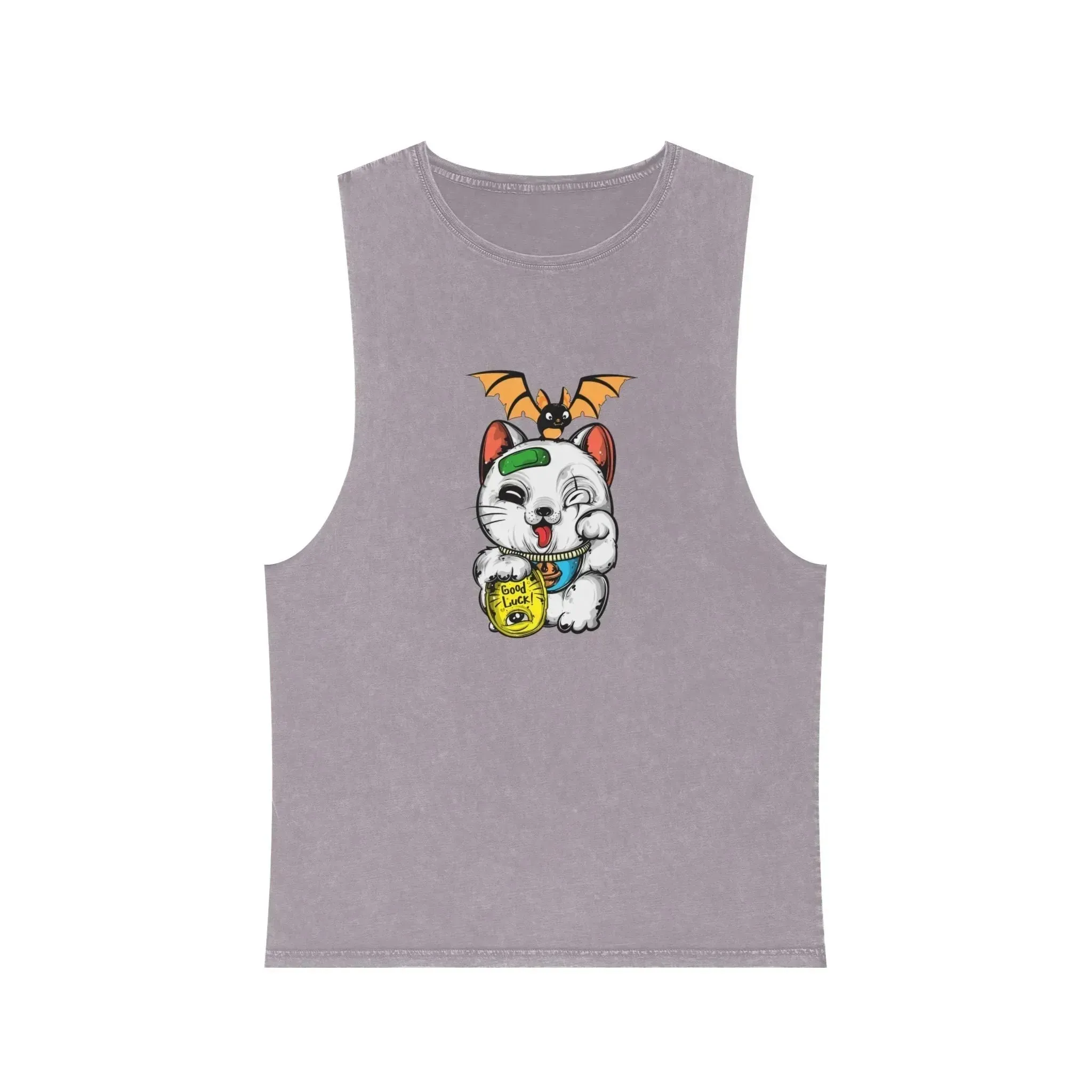 Aesthetic Lucky Cat Unisex Stonewash Tank Top