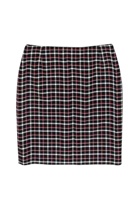 Akris - Red, White & Black Plaid Pencil Skirt Sz 4