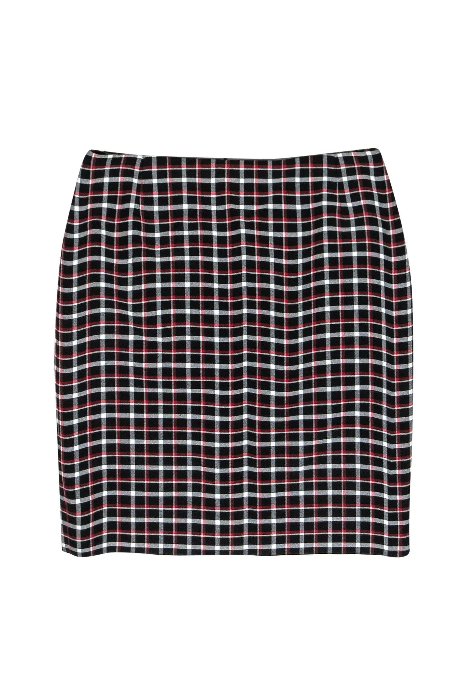 Akris - Red, White & Black Plaid Pencil Skirt Sz 4