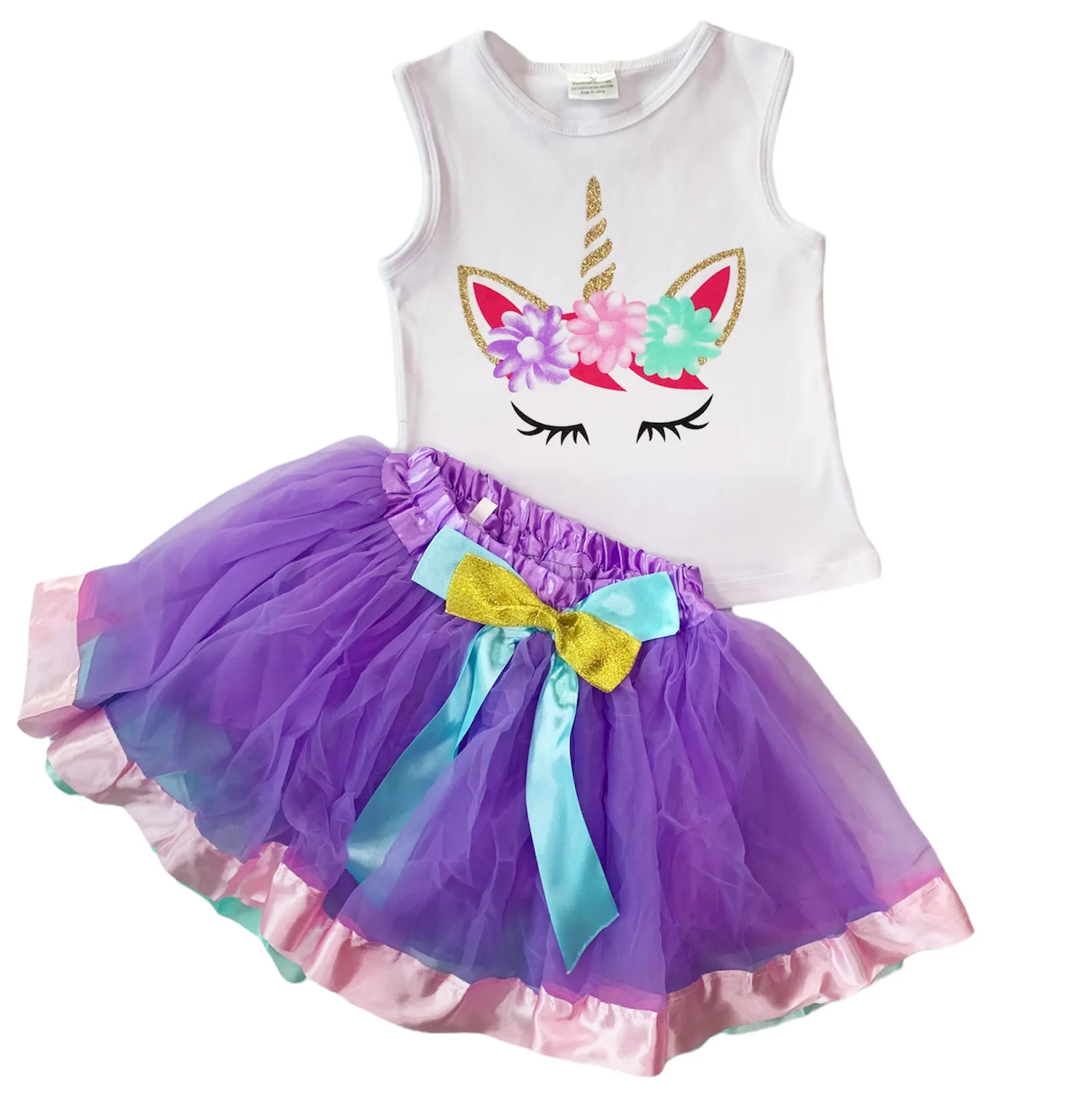 AL Limited Little &  Big Girls Unicorn Tank Top and Tulle Skirt Outfit Set