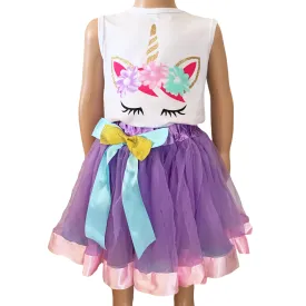 AL Limited Little &  Big Girls Unicorn Tank Top and Tulle Skirt Outfit Set