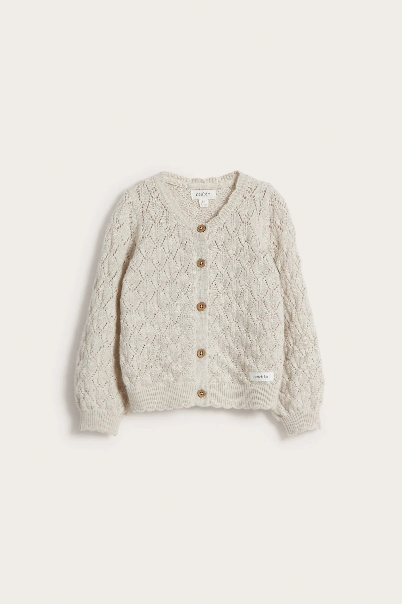 Baby beige wool pattern knit cardigan