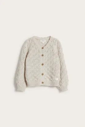 Baby beige wool pattern knit cardigan