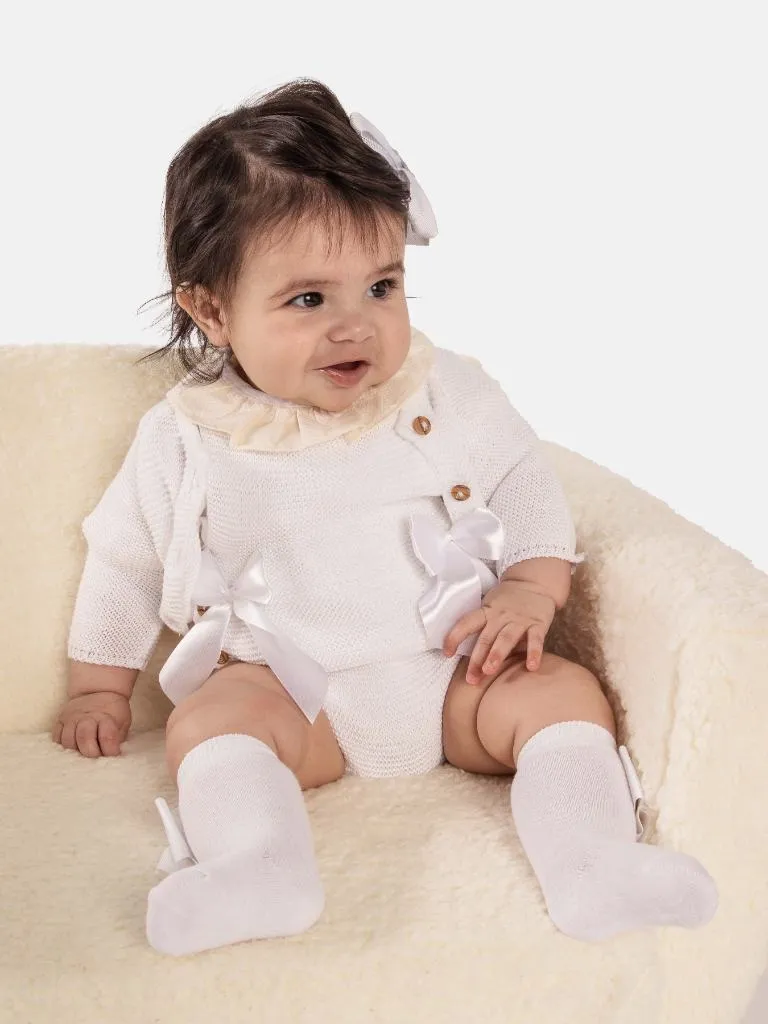 Baby Girl Emmeline Collection 2-piece Knitted Set-White