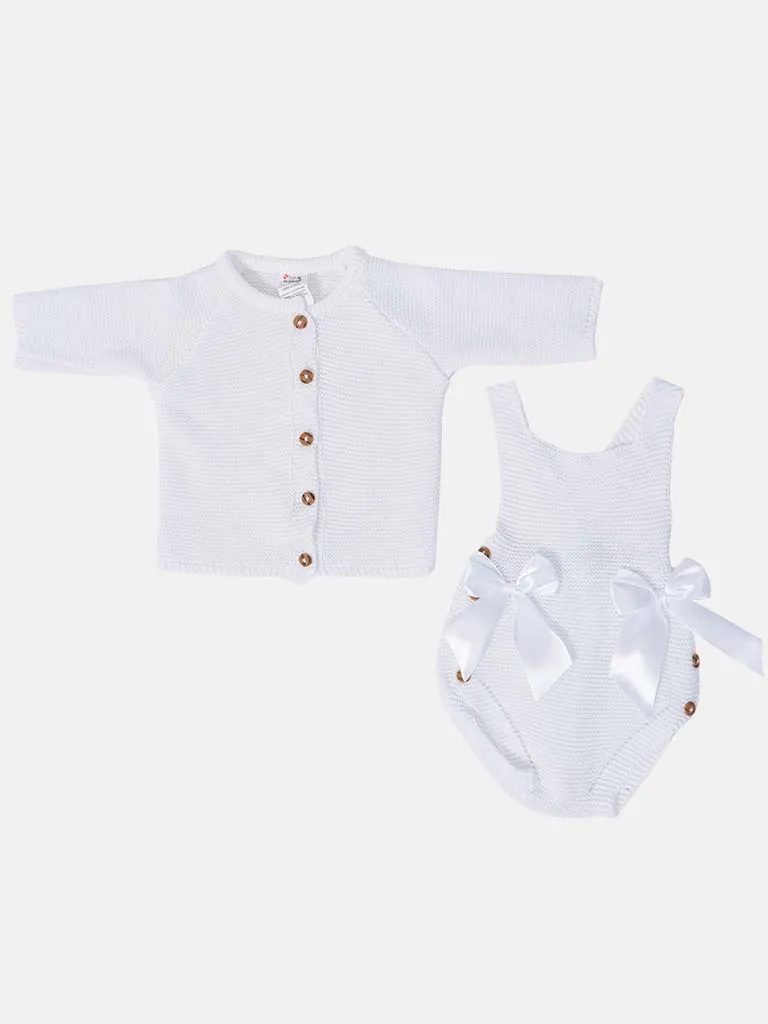 Baby Girl Emmeline Collection 2-piece Knitted Set-White