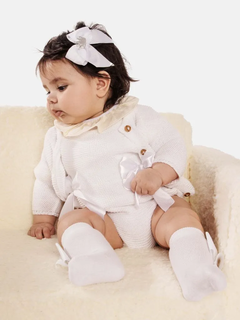 Baby Girl Emmeline Collection 2-piece Knitted Set-White