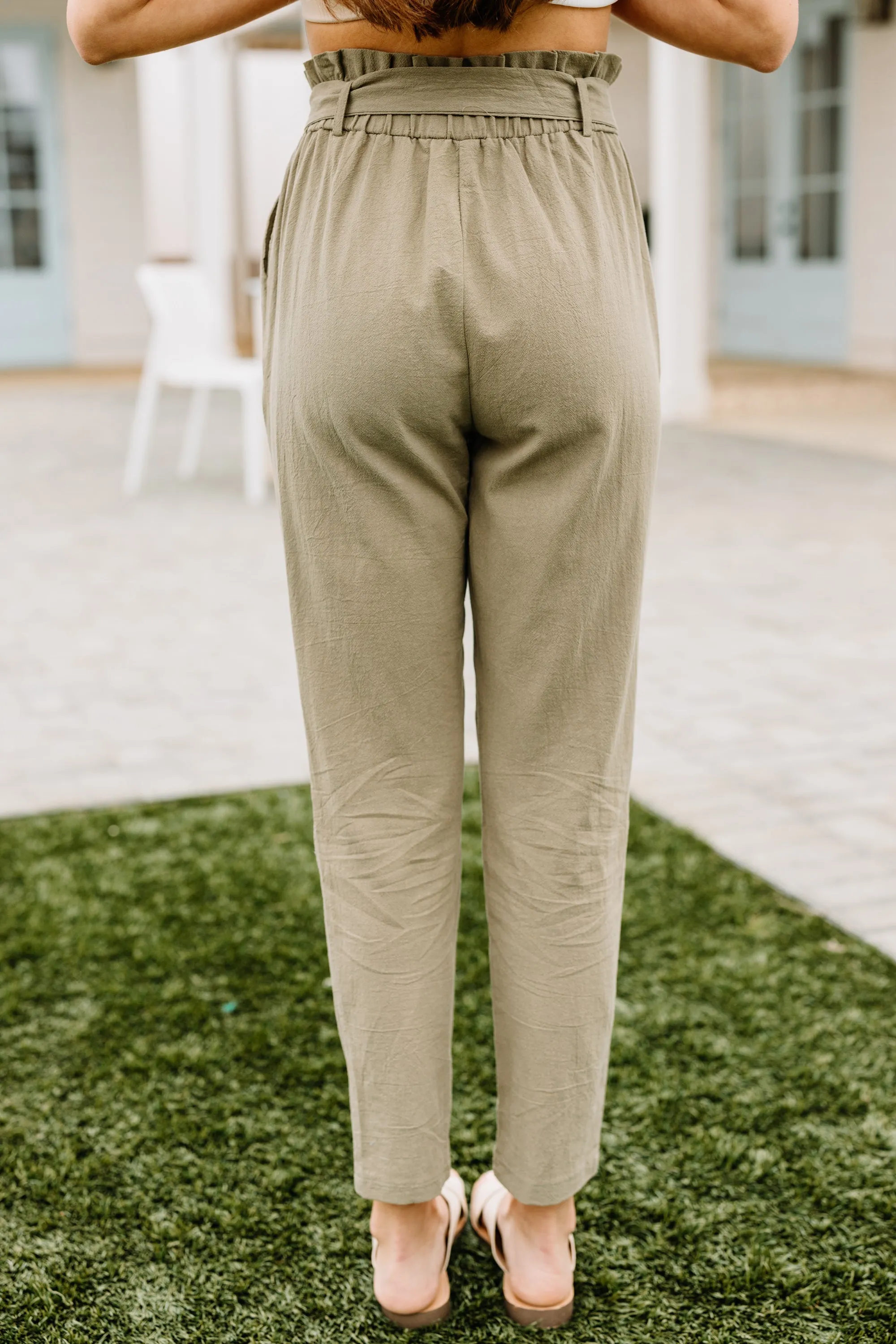 Back To The Grind Olive Green Paperbag Pants
