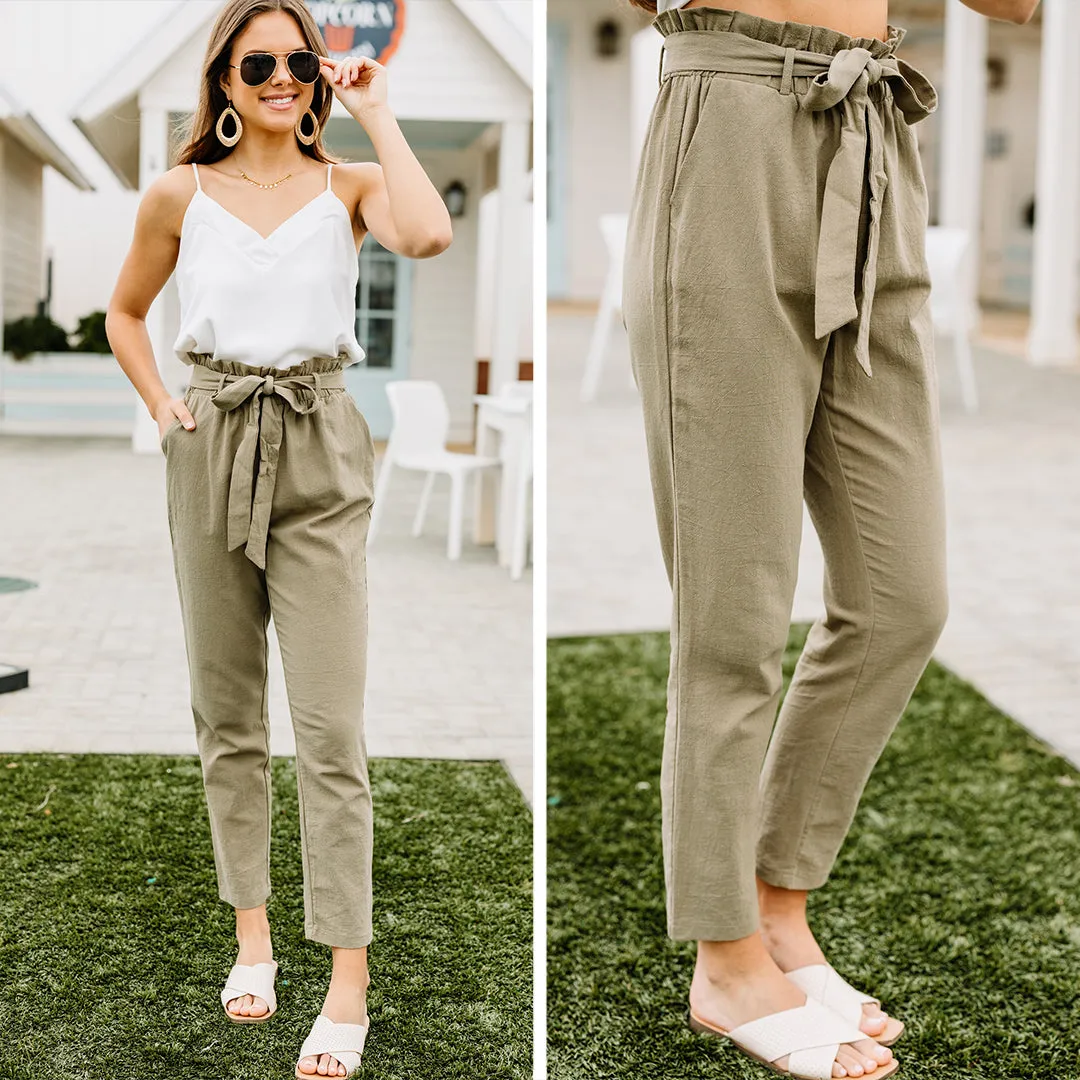 Back To The Grind Olive Green Paperbag Pants
