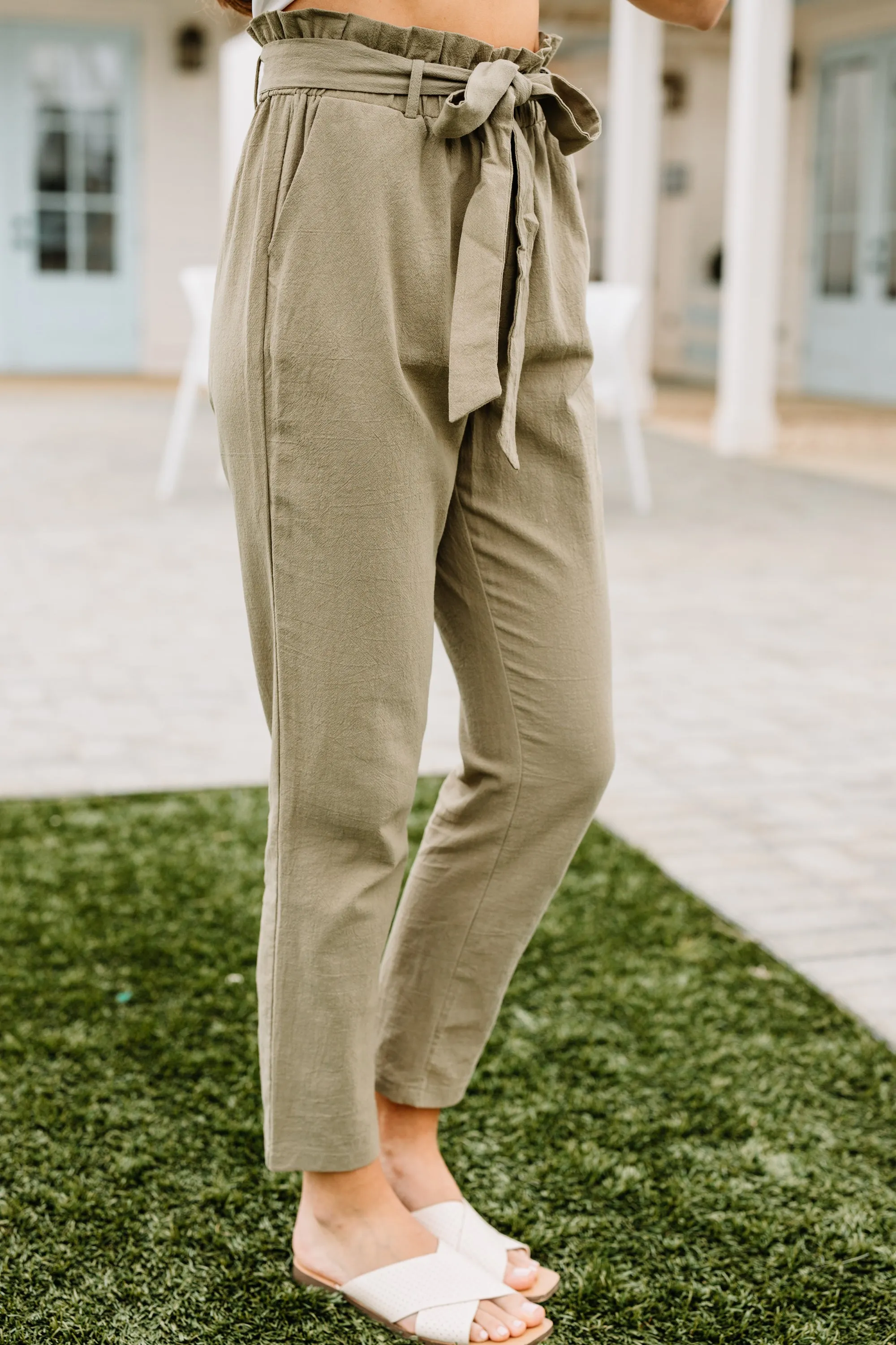 Back To The Grind Olive Green Paperbag Pants