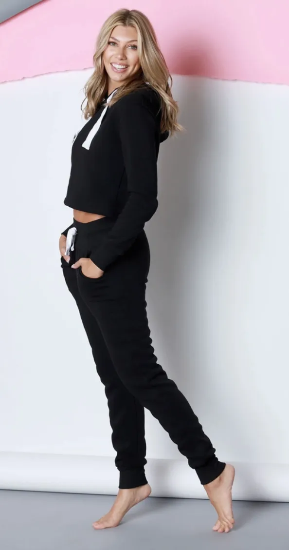 Black & White Cropped Jogger Set