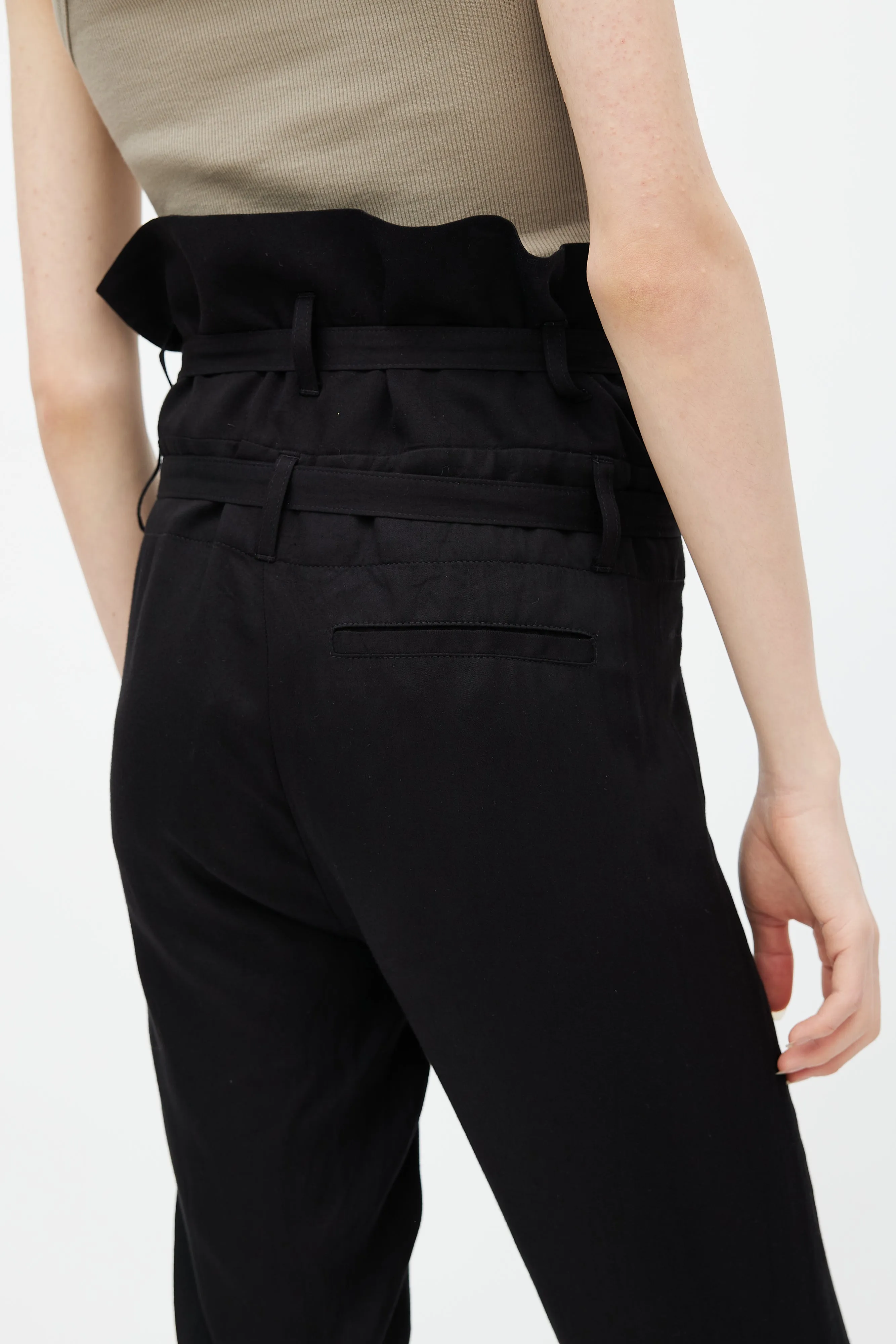 Black Belted Paperbag Trouser
