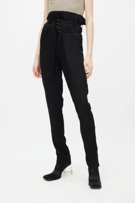 Black Belted Paperbag Trouser