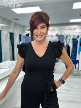 Black Flutter Sleeve Jumpsuit