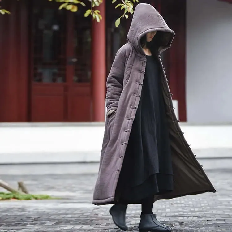 Black Winter Coat with Witch Robe Woman's Cape Coat