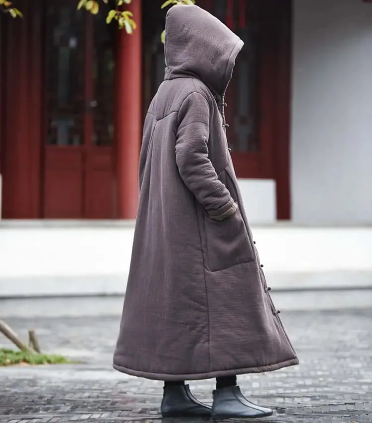Black Winter Coat with Witch Robe Woman's Cape Coat