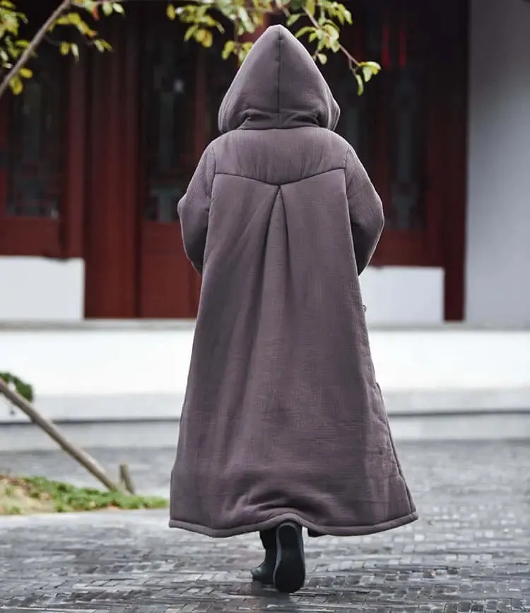 Black Winter Coat with Witch Robe Woman's Cape Coat