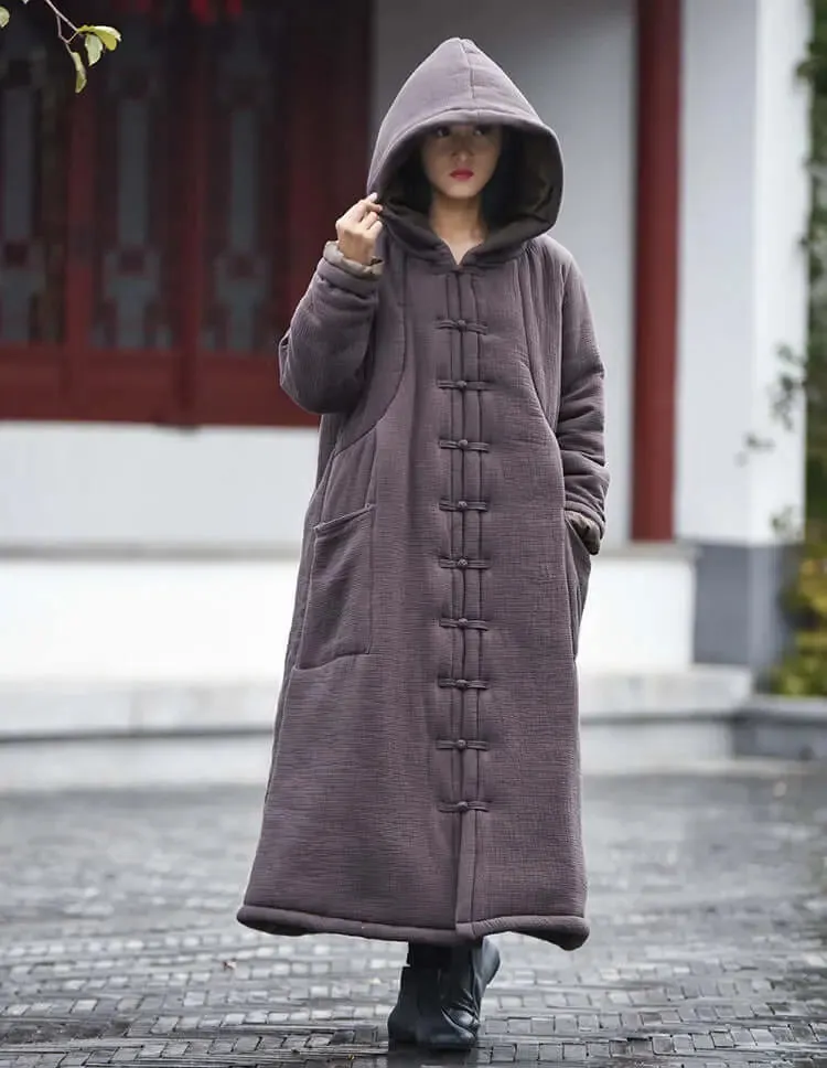 Black Winter Coat with Witch Robe Woman's Cape Coat