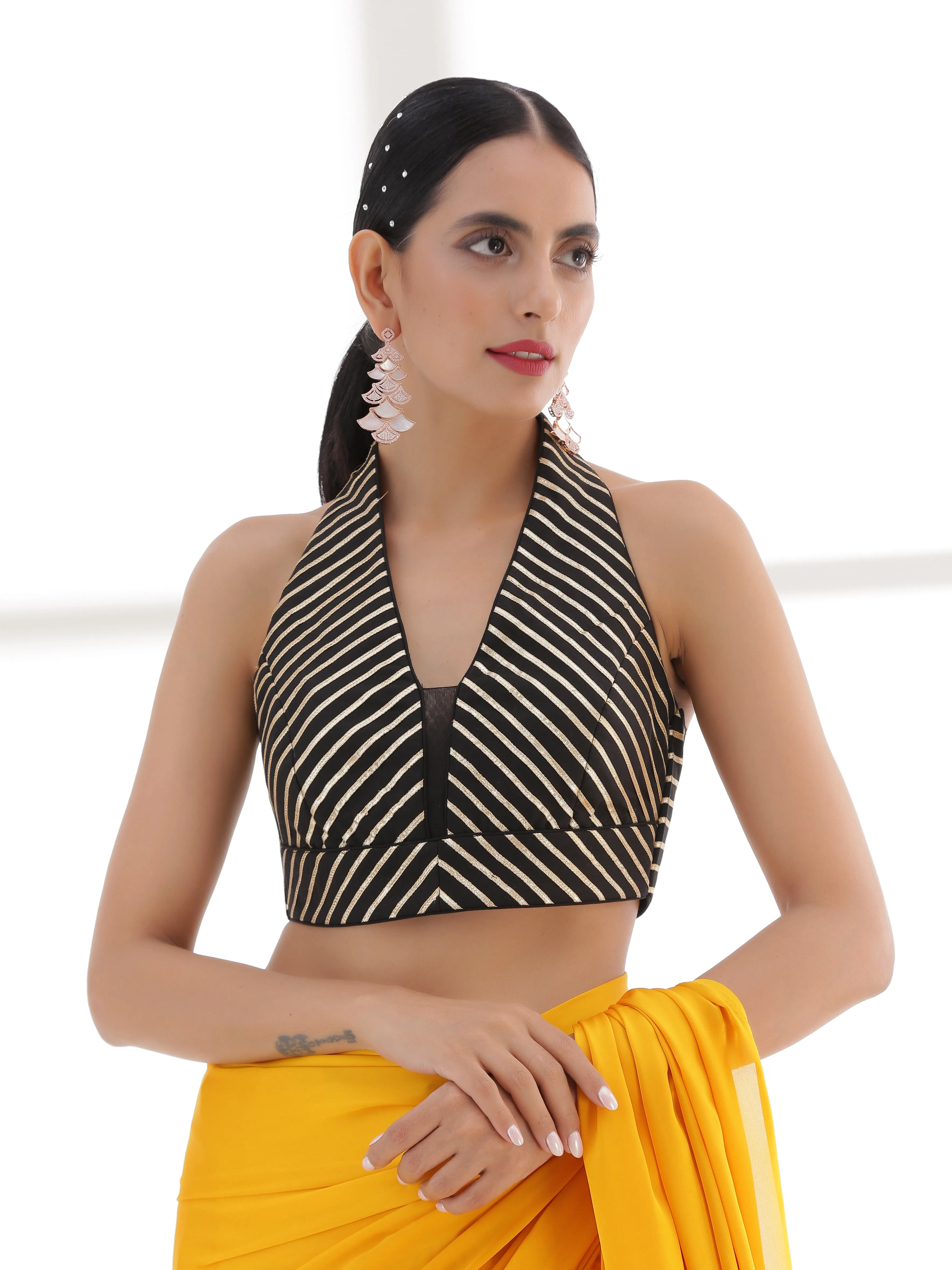 Blouse - Black Gold stripes Casino Blouse