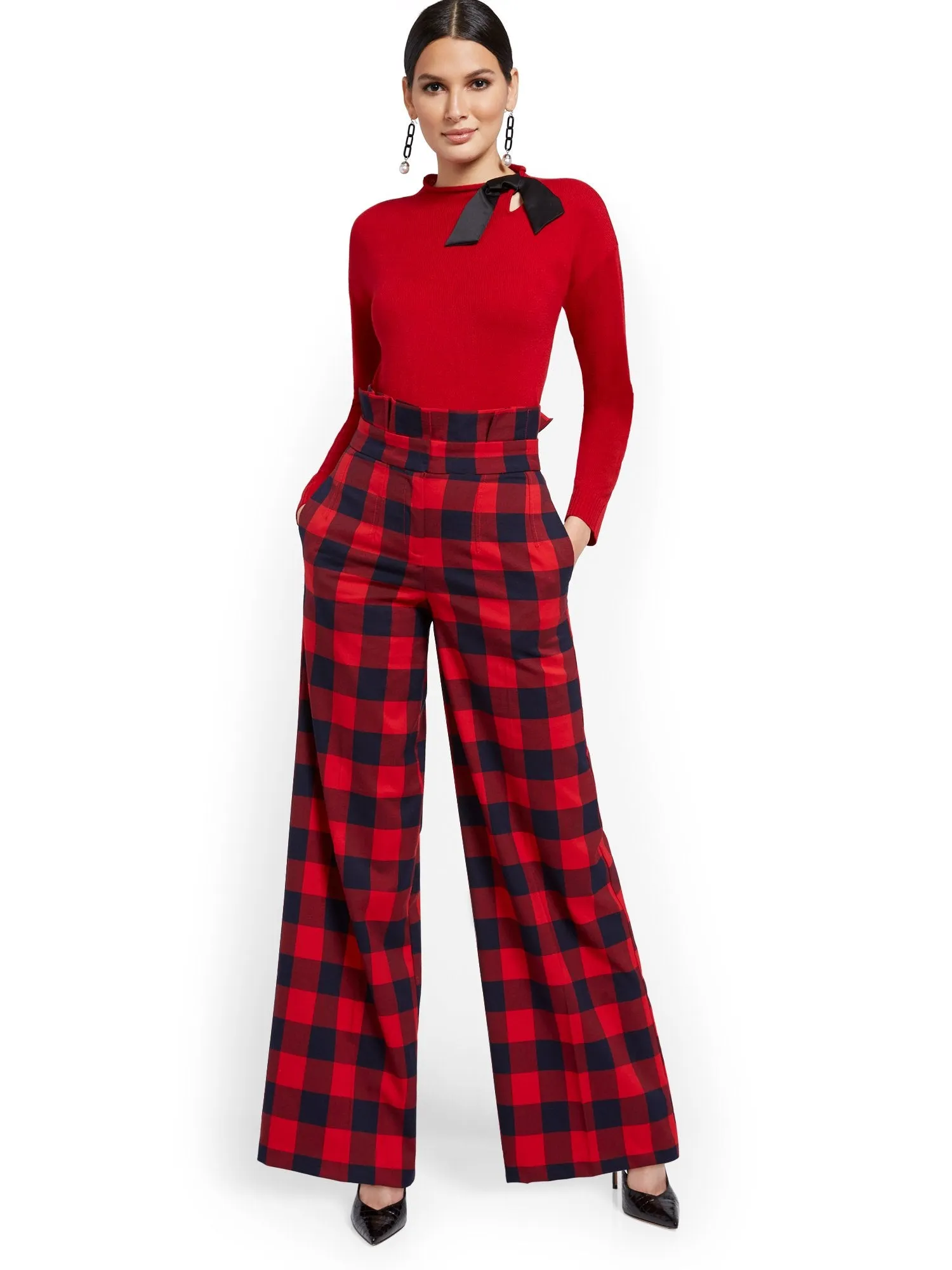 Buffalo Check Paperbag-Waist Pant