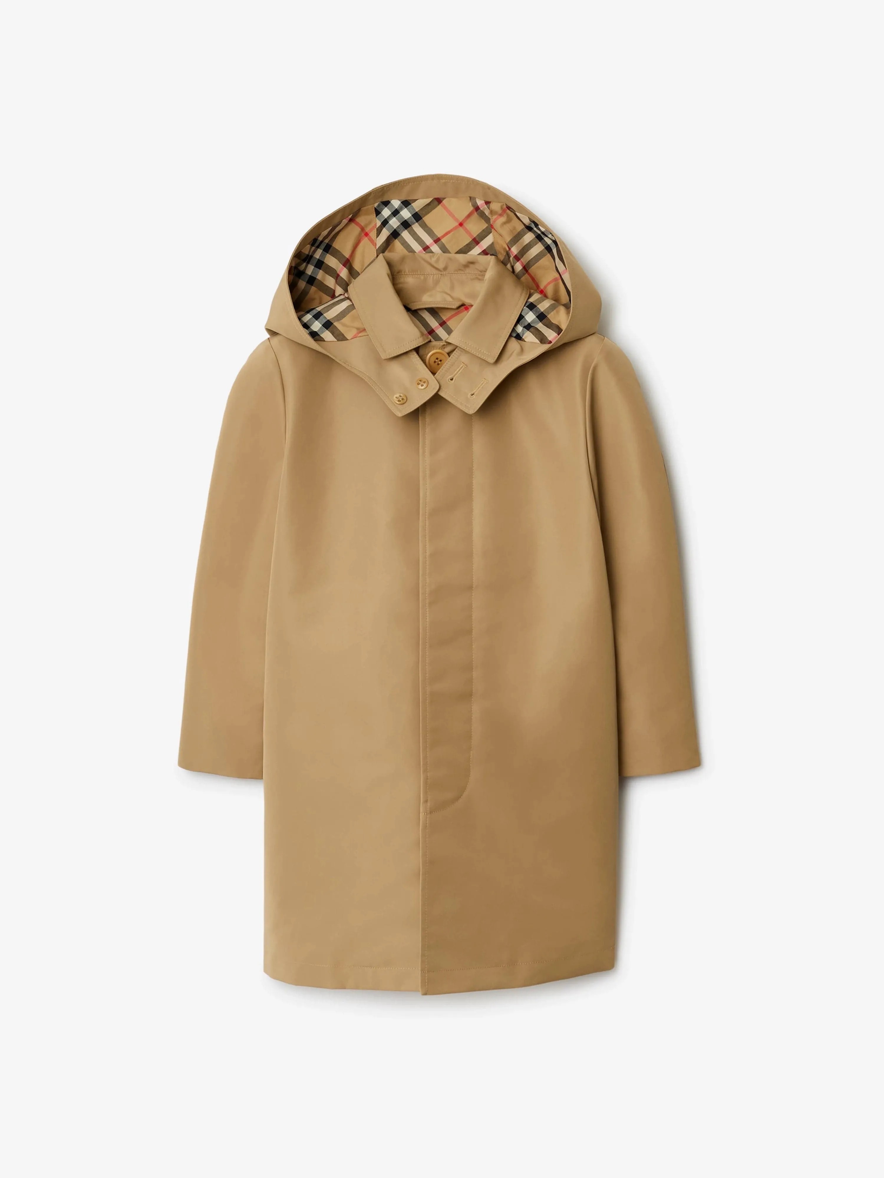 Burberry Boys Nathaniel Hooded Car Coat in Beige