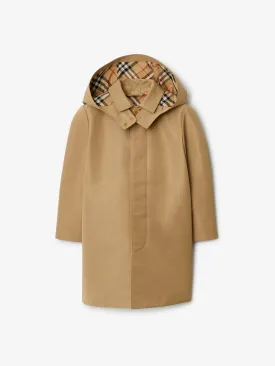 Burberry Boys Nathaniel Hooded Car Coat in Beige