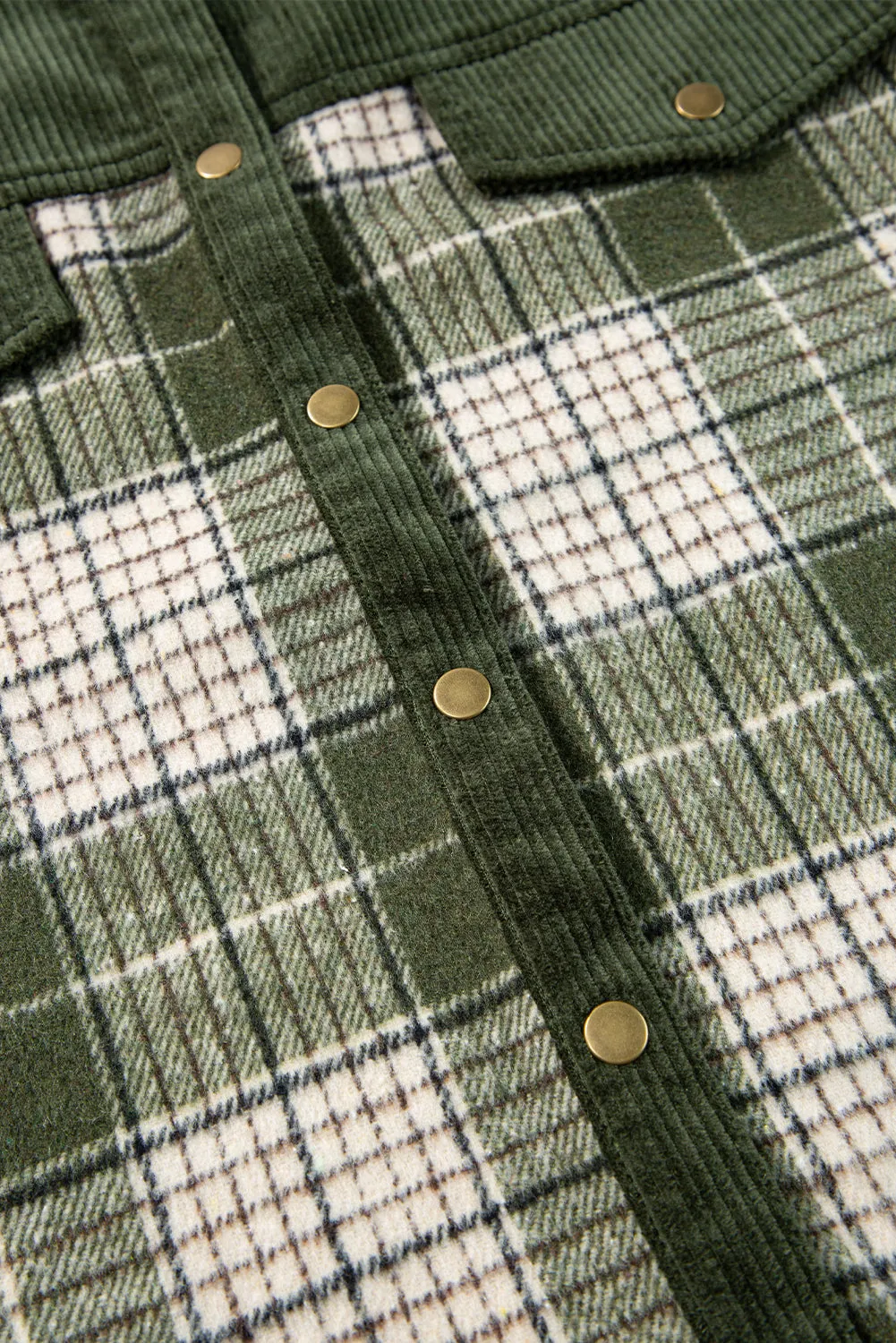 Button-Up Plaid Corduroy Jacket