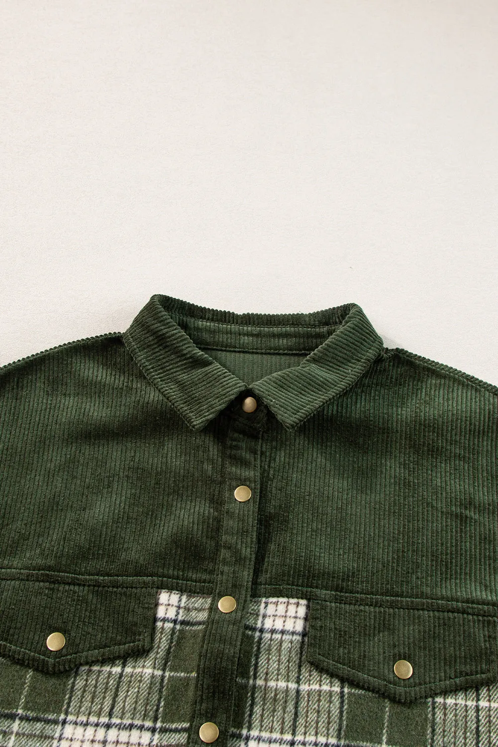 Button-Up Plaid Corduroy Jacket