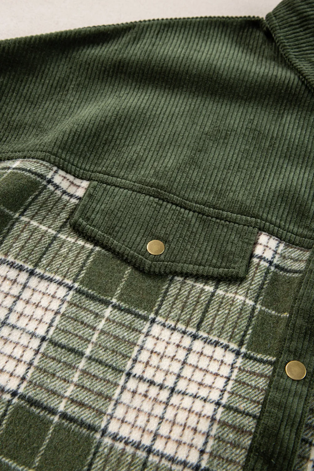 Button-Up Plaid Corduroy Jacket