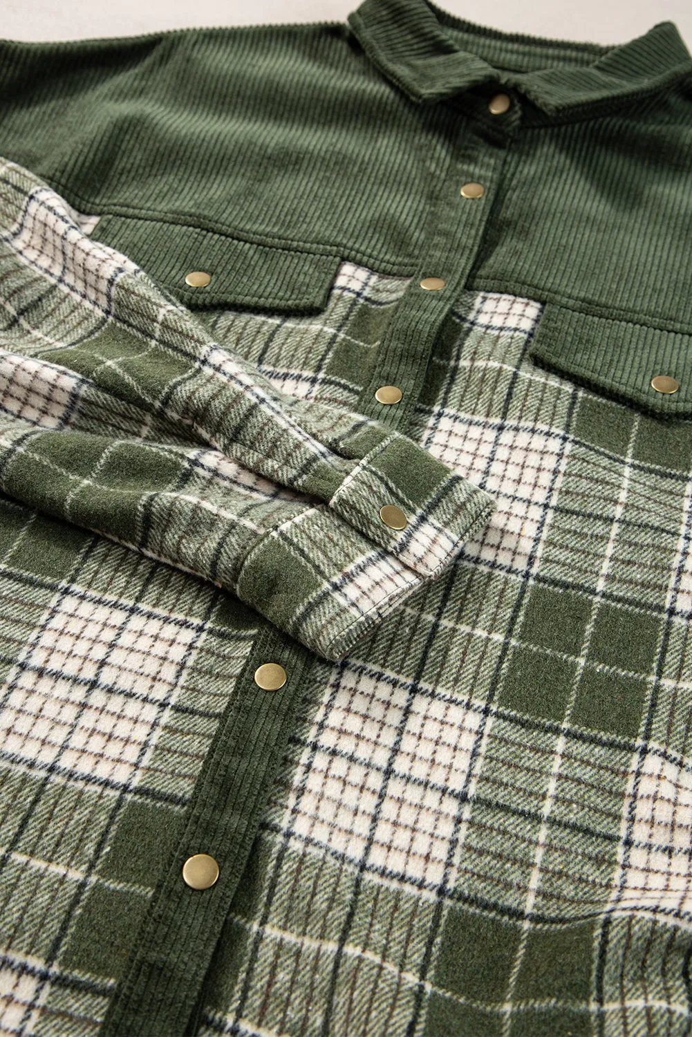 Button-Up Plaid Corduroy Jacket
