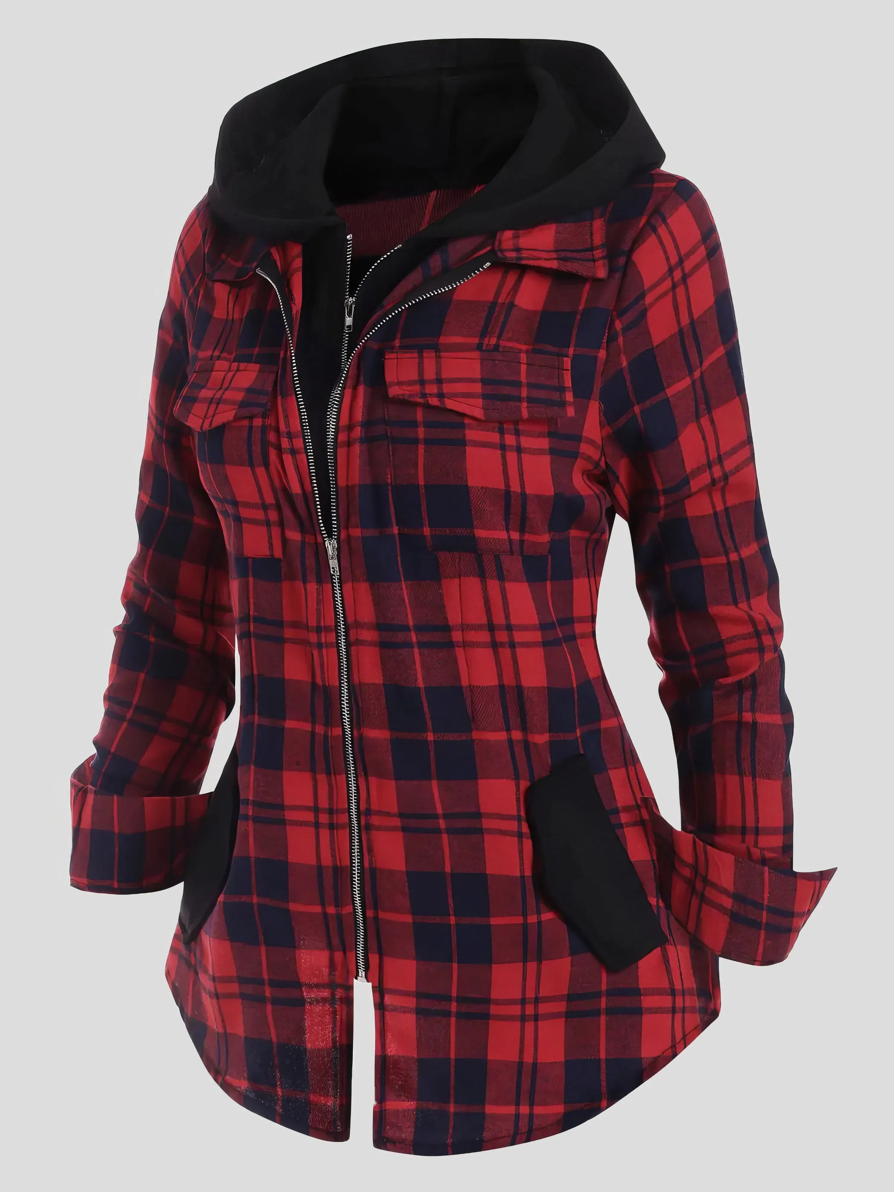 Button-Up Plaid Corduroy Jacket