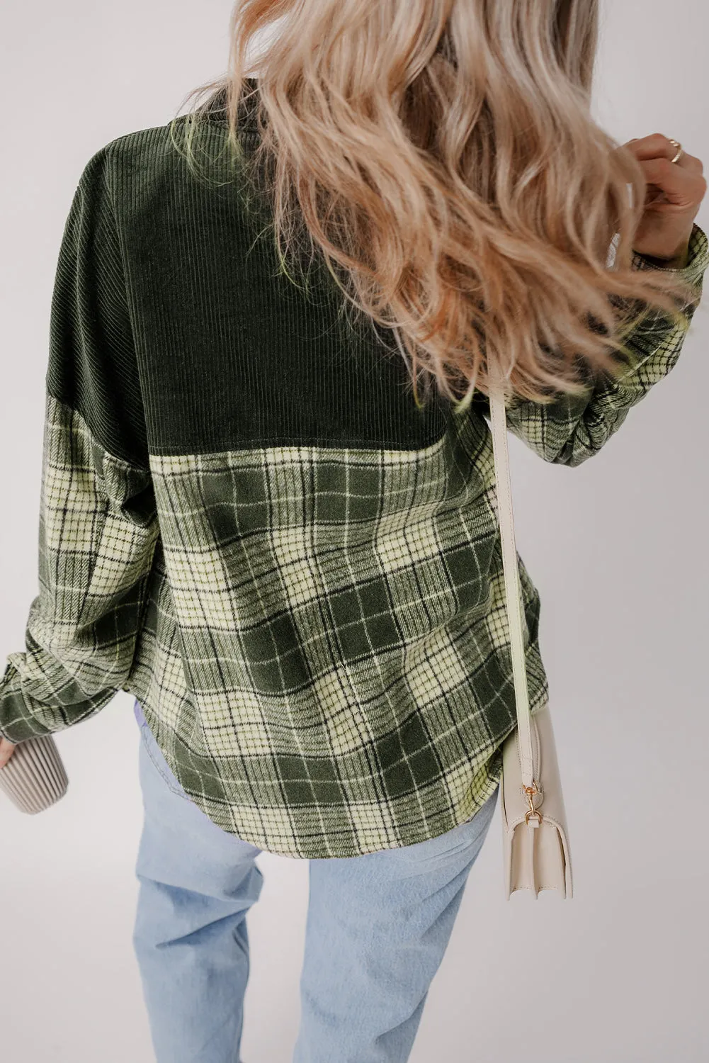 Button-Up Plaid Corduroy Jacket