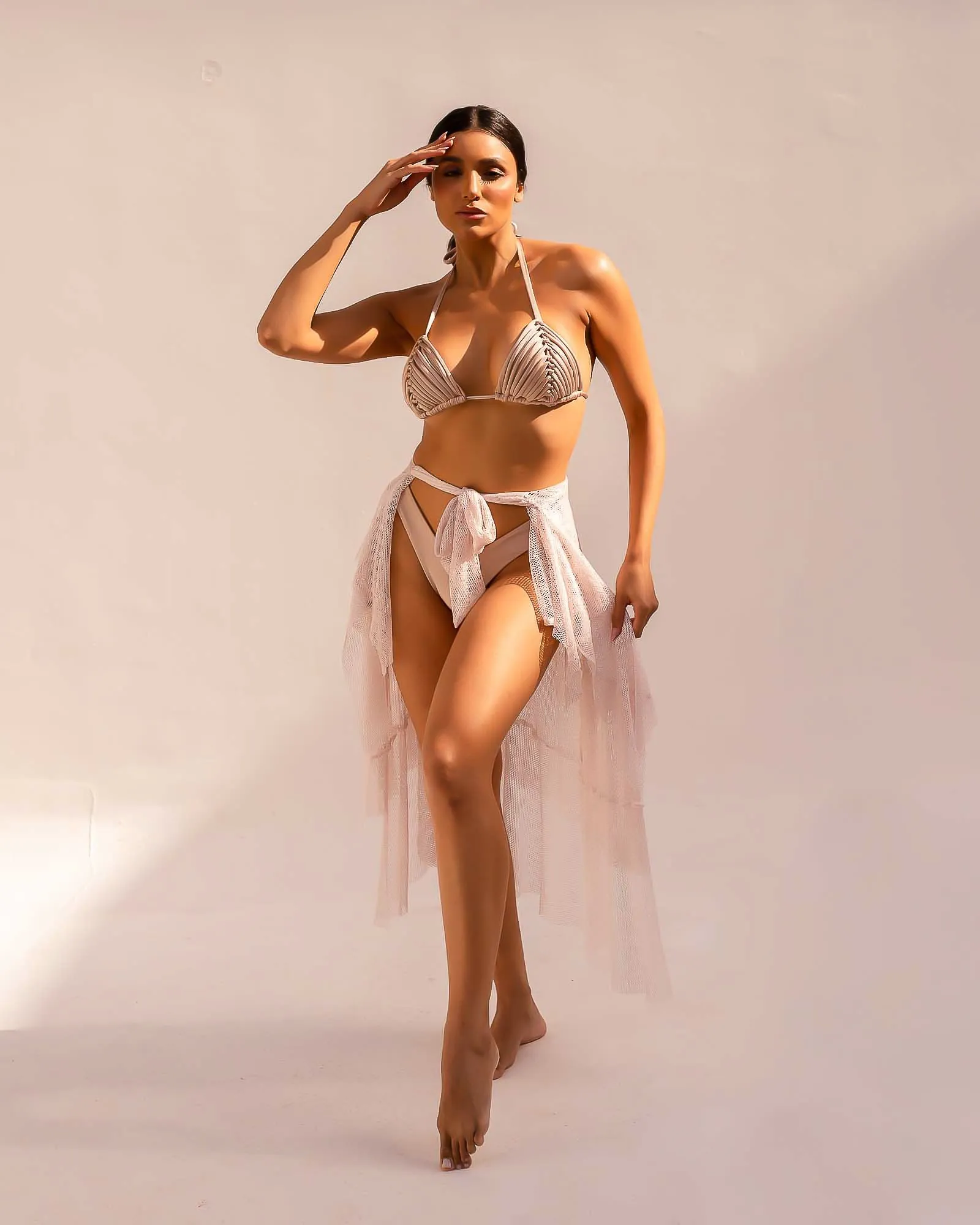 Buzios Shimmer Dress | Golden Beige