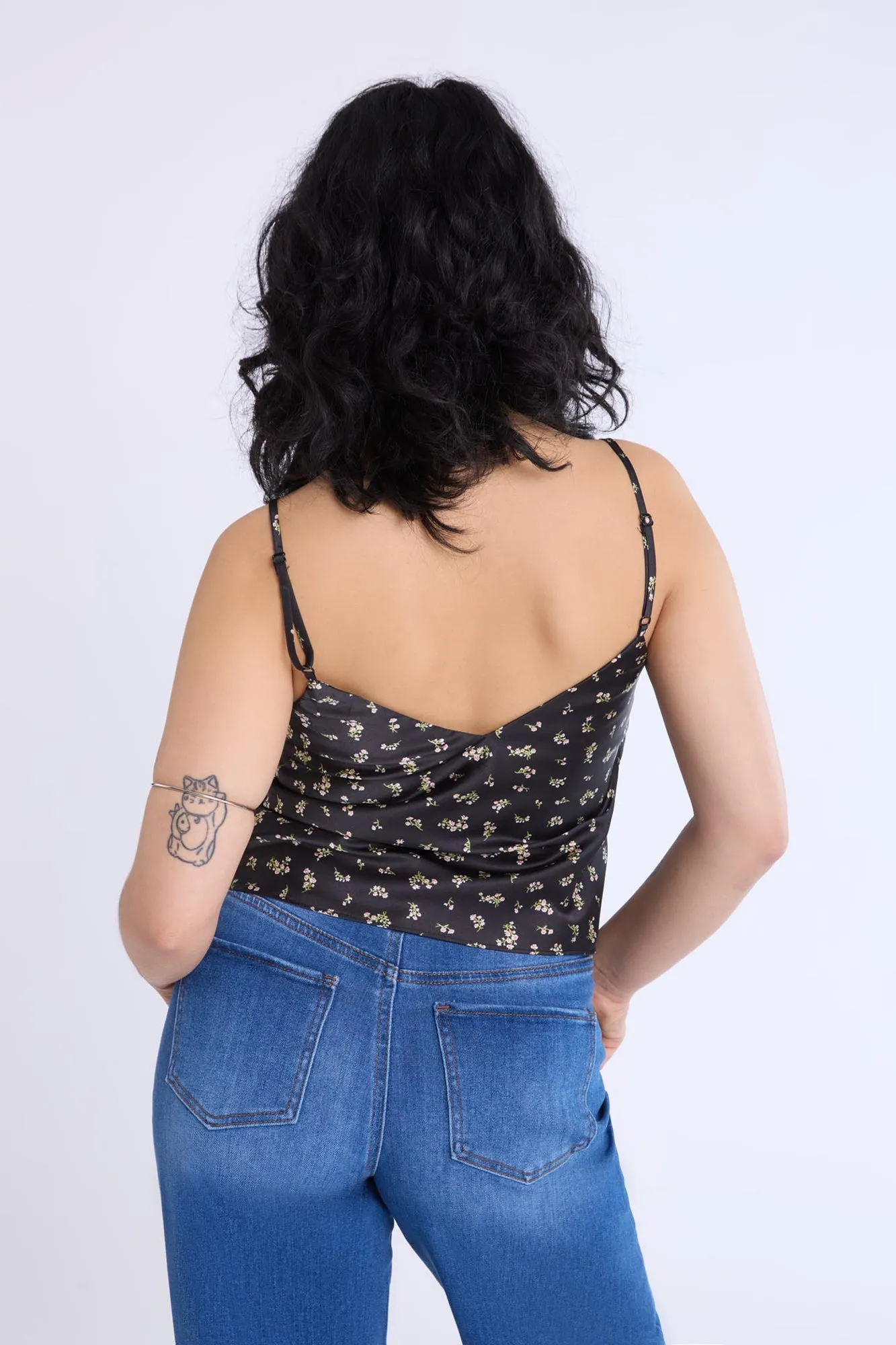 Camisole en satin à imprimé floral