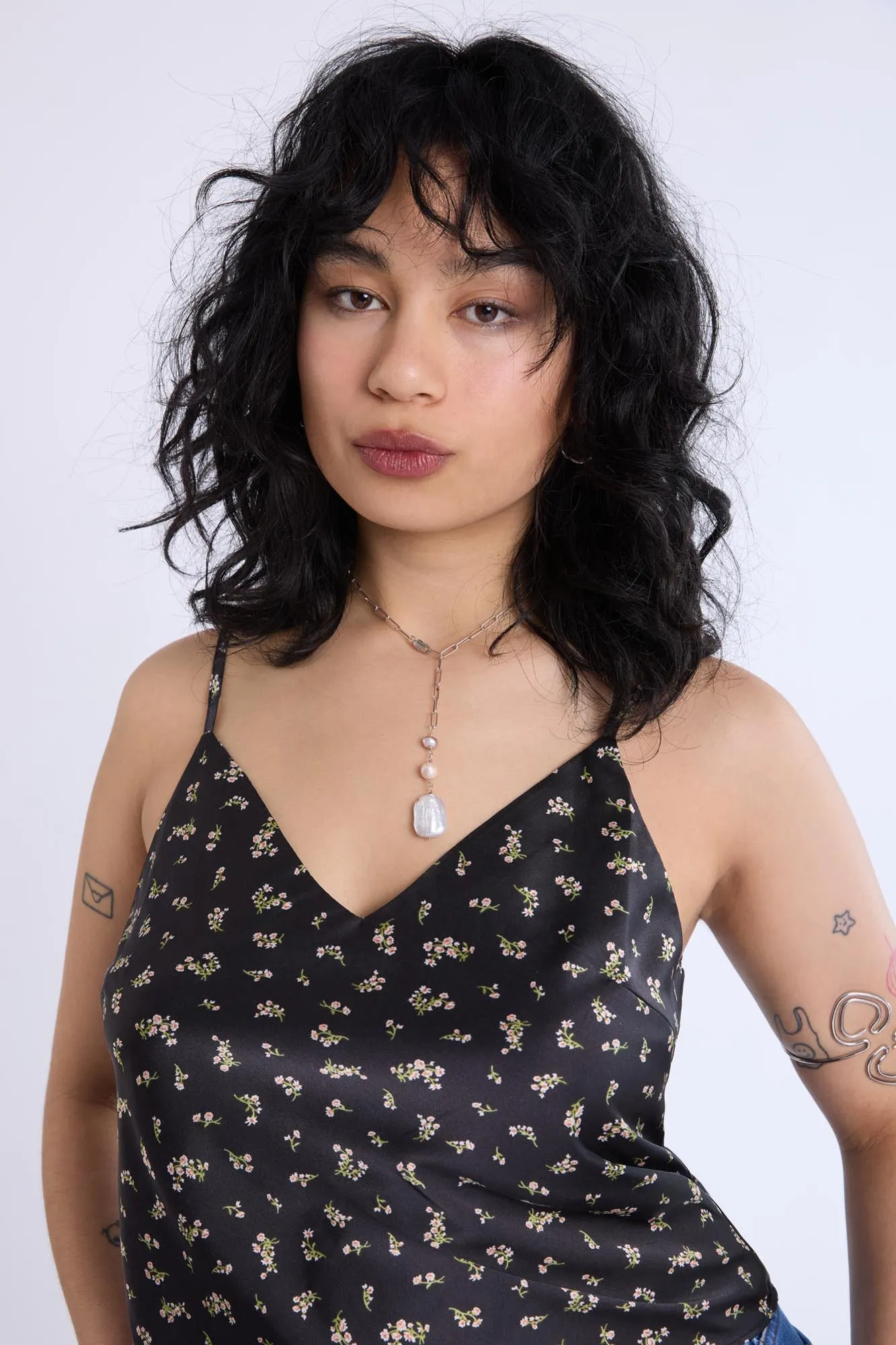 Camisole en satin à imprimé floral
