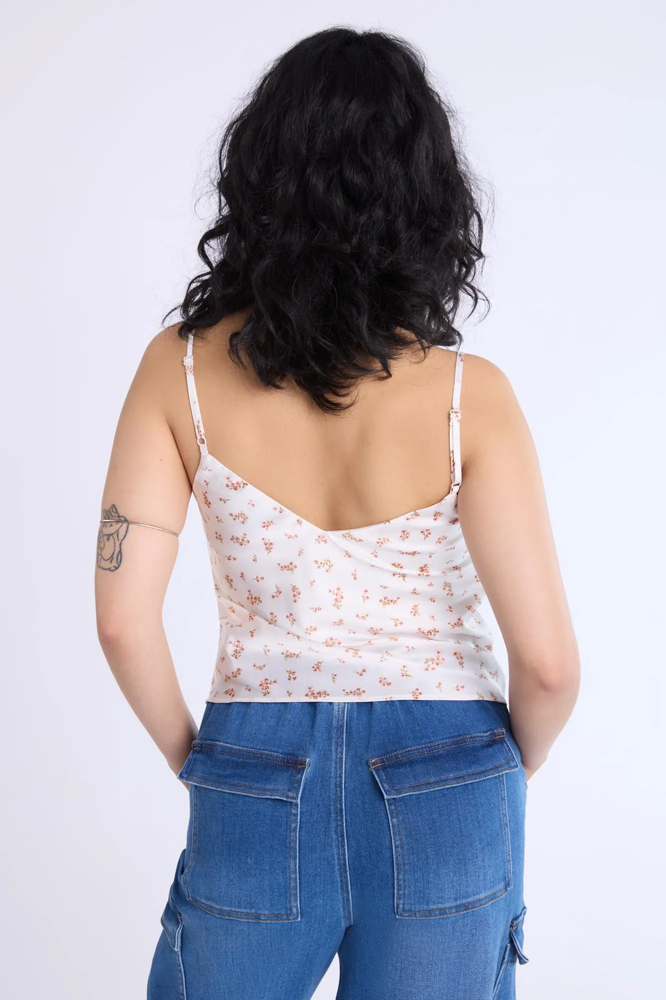 Camisole en satin à imprimé floral