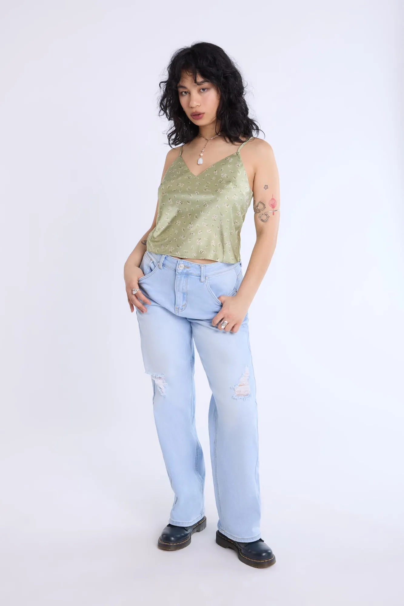 Camisole en satin à imprimé floral