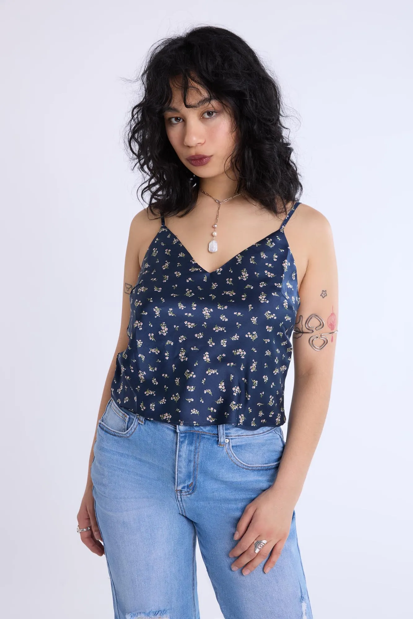 Camisole en satin à imprimé floral