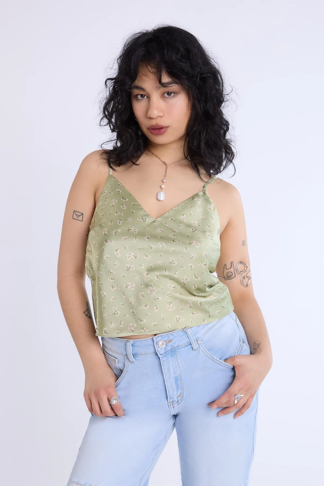 Camisole en satin à imprimé floral