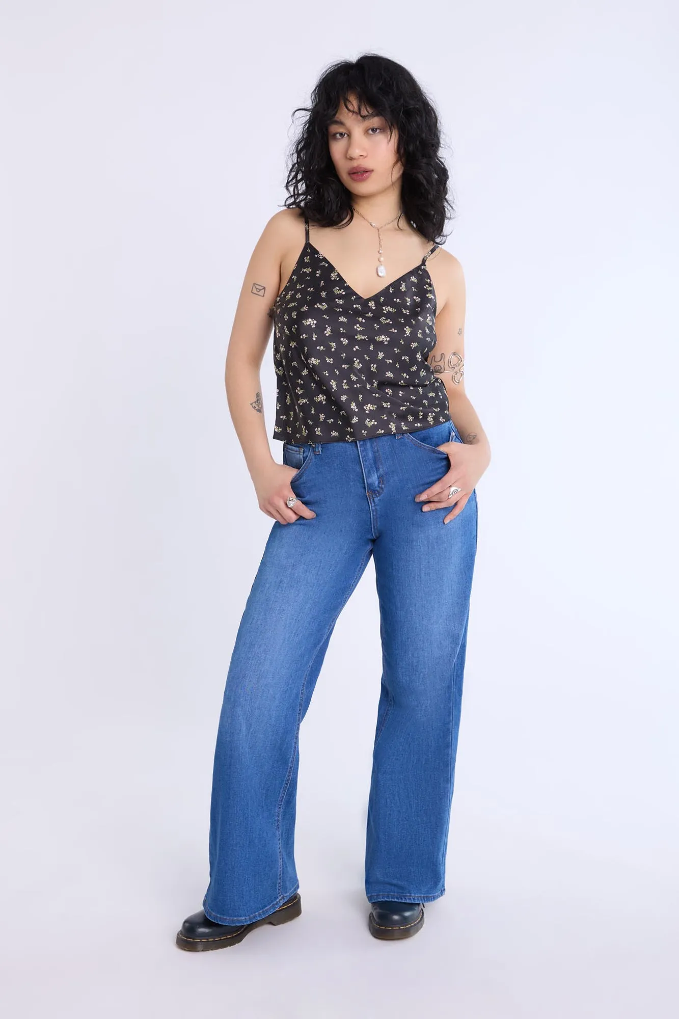 Camisole en satin à imprimé floral