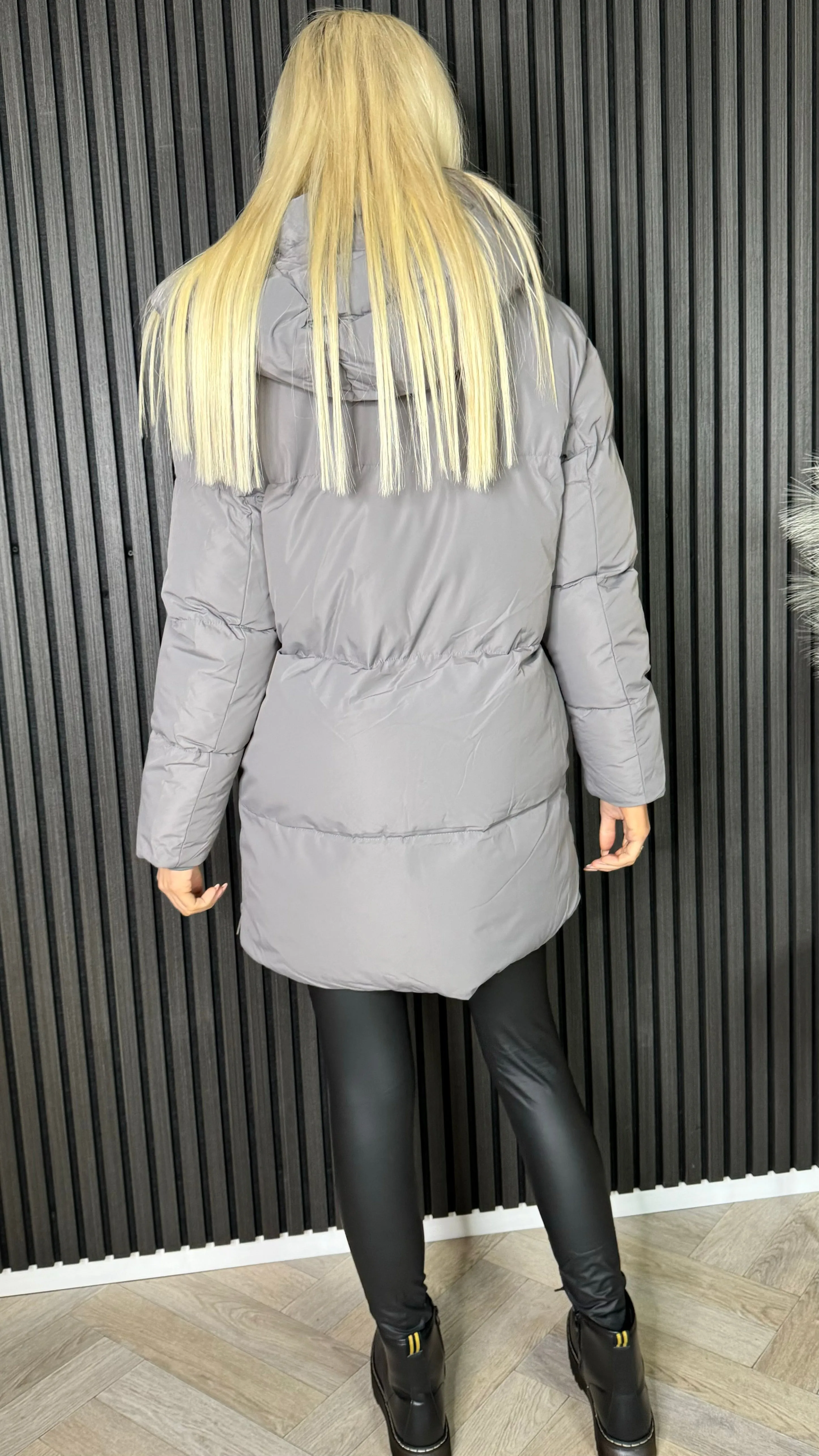 Carmella Charcoal Grey Puffer Hooded Coat