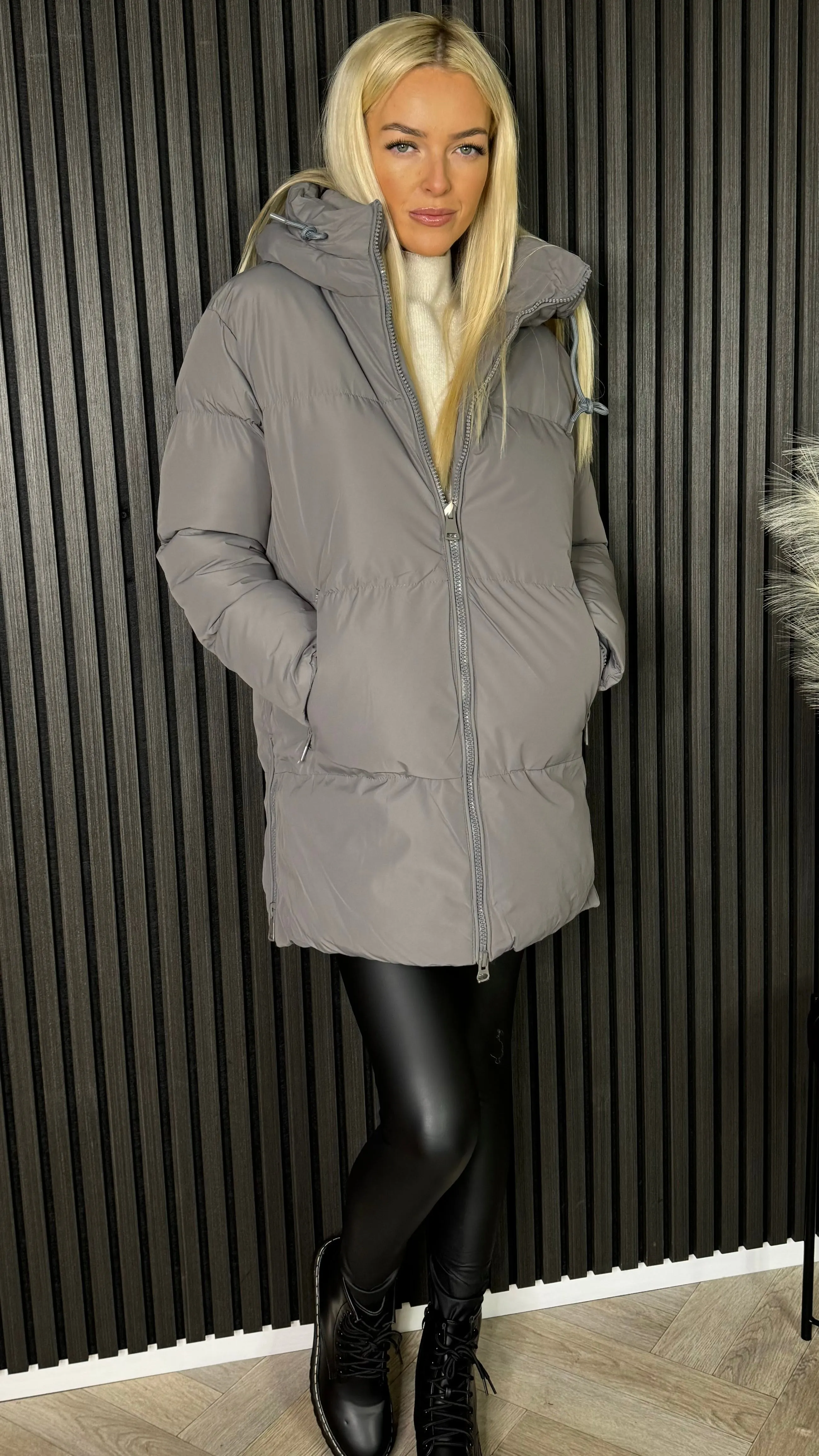 Carmella Charcoal Grey Puffer Hooded Coat