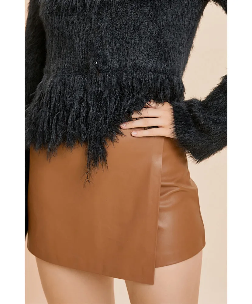 Cassie Crossover Faux Leather Skort