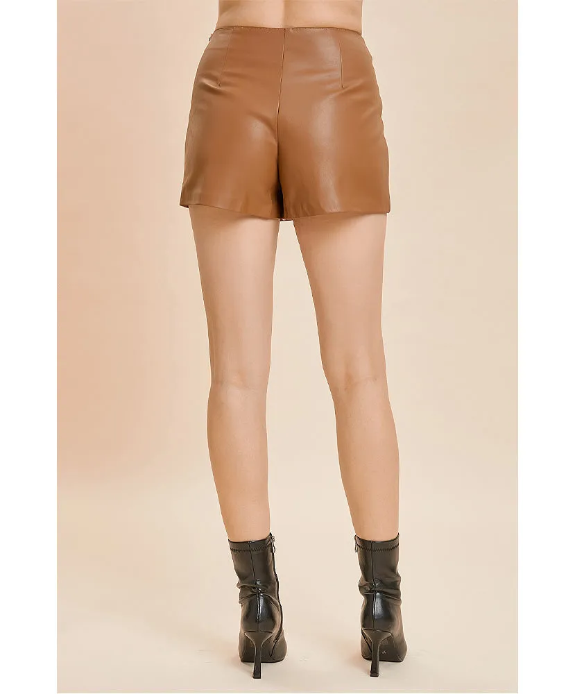 Cassie Crossover Faux Leather Skort