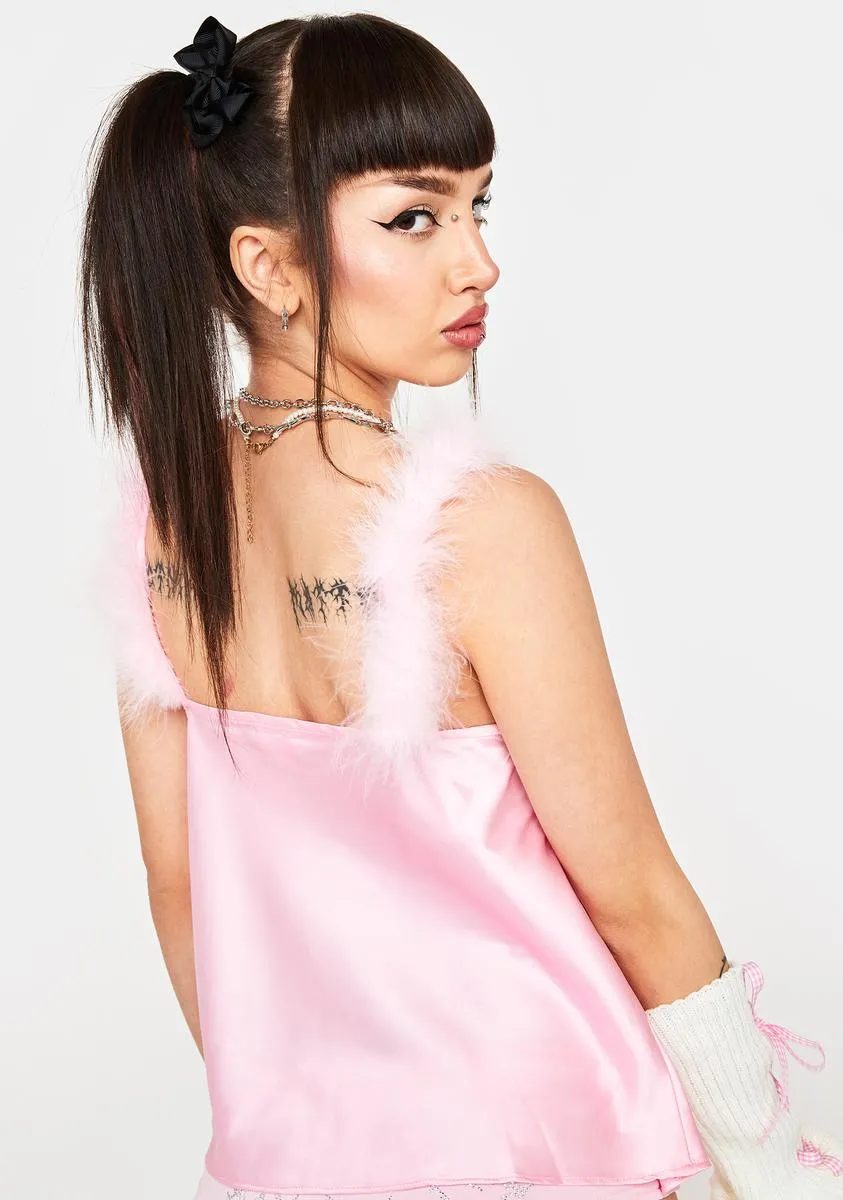 City Of Lights Marabou Tank Top