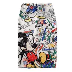 Classic vintage 90s comic cartoon fashion pencil skirt